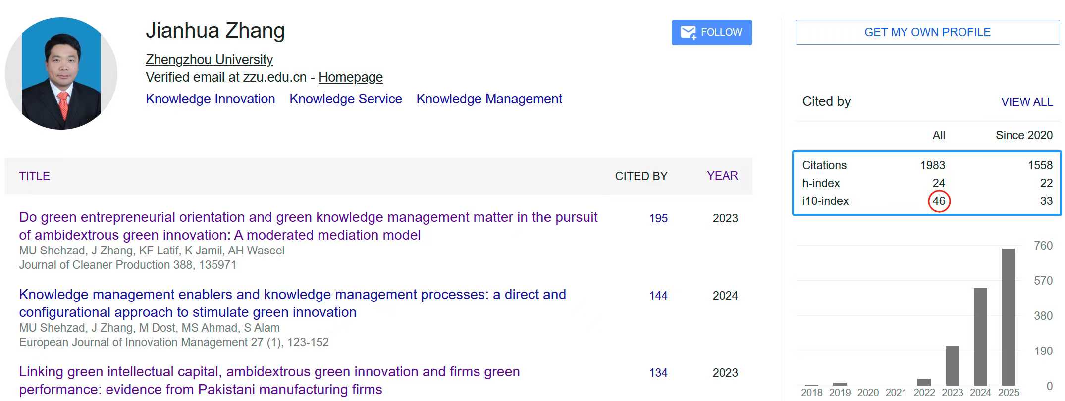 郑州大学 张建华 教授